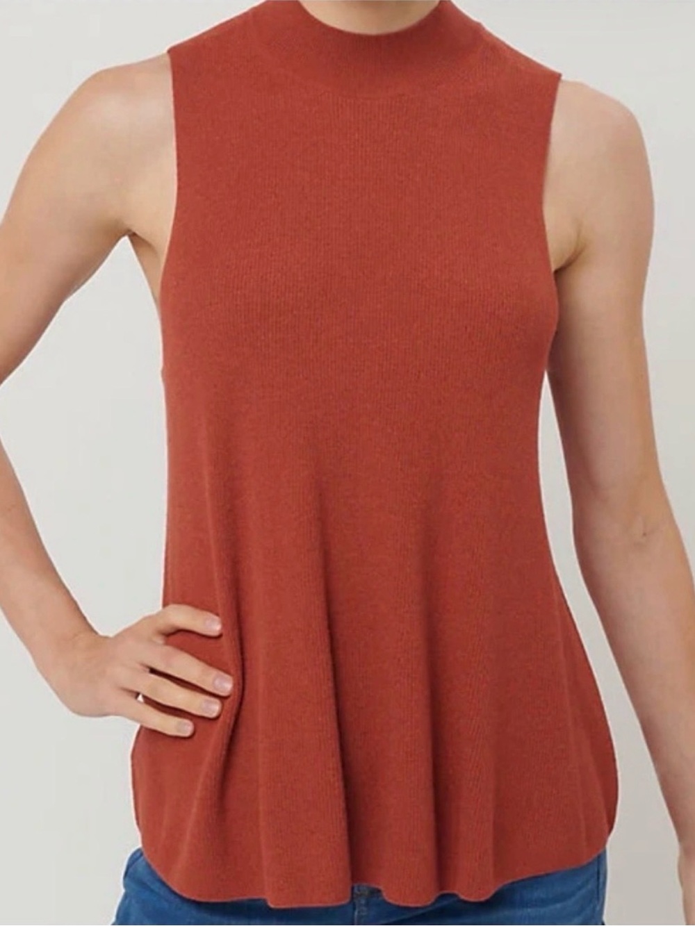 LOFT Rust Brown Mock Neck Sweater Tank Top NWT XS